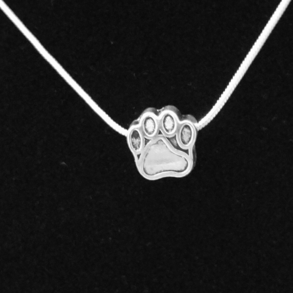 Floating Slide PawPrint .925 Sterling Silver Chain
